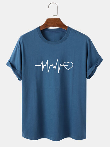 Cotton Electrocardiogram Print T-Shirt