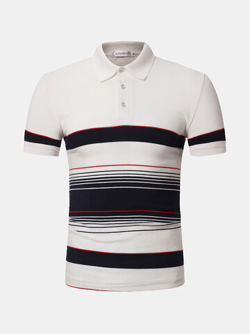 Striped Printed 100% Cotton Cozy Golf Shirt