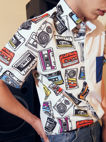 Colorful Tape Print Shirts