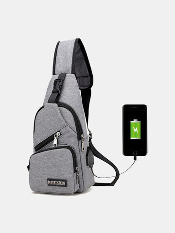 Casual Outdoor Travel USB Charging Port Sling Bag Chest Bag