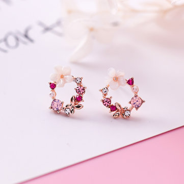 Boucles d'oreilles diamant fleur mignon