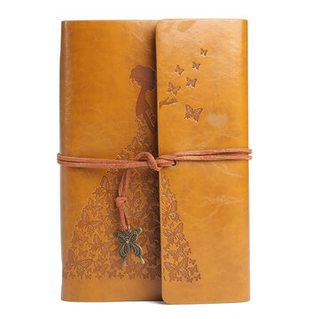 Diário de viagem encadernado em couro genuíno Bloco de notas feito à mão estilo vintage solto Folha Caderno de diário