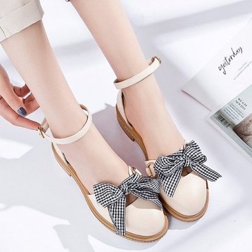 

Women's Shoes Season New Wild Baotou Sandals Female Bow Student Wind With Shallow Mouth Female Shoes