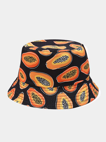 JASSY Women's Cotton Tropical Fruit Pattern Reversible Bucket Hat