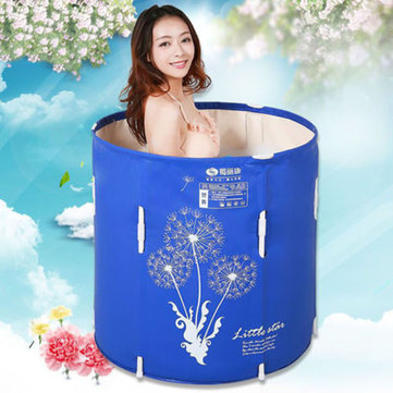 Blue 70x70cm Portable Bath TUBS Adult Bathtub Adult Folding Bathtub Easy Cleaning Home Sauna Barrel