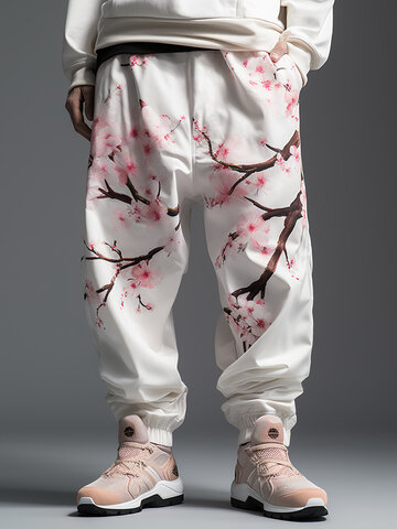 Pantalon imprimé fleurs de cerisier
