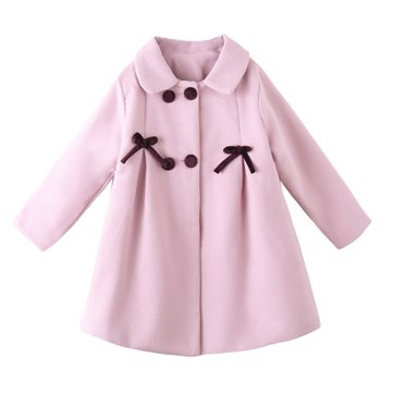 Girls quilted thickened bow in the long windbreaker jacket