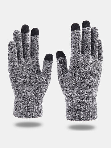 Men Knitted Cold Proof Full-finger Gloves
