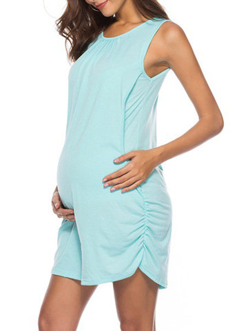Solid Sleeveless Maternity Tank Dress