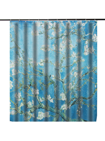 180*180cm Hand Painted Pear Theme Waterproof Fabric Shower Curtain With 40*60cm Bathroom Mat