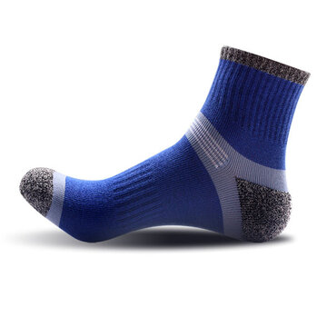 Chaussettes de sport respirantes durables, chaudes, épaisses et de couleur vive pour hommes-Bleu