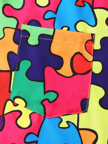 Multi Color Jigsaw Print Shirts
