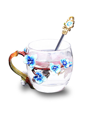 Tasse à thé fleur d'orchidée en émail