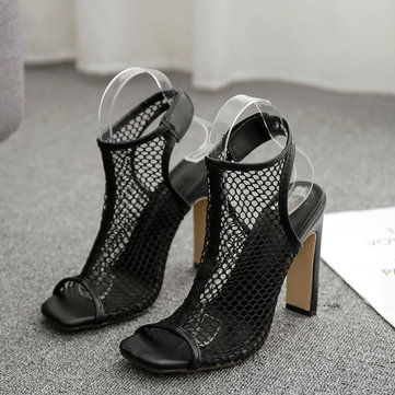 Women Peep Toe Hollowed  High Heel Sandals