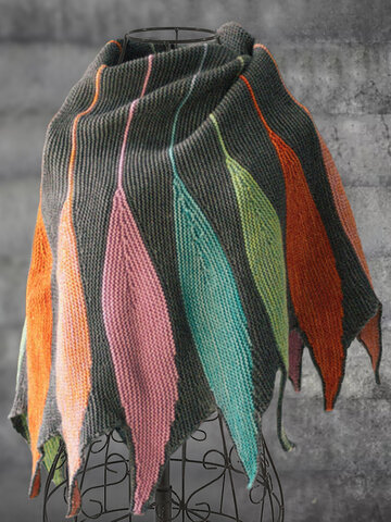 Casual Knitted Color-Block Scarves & Shawls