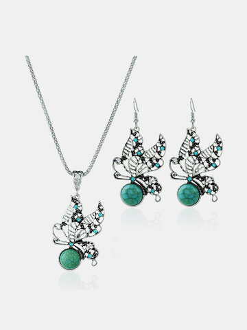 Boho Turquoise Butterfly Jewelry Set