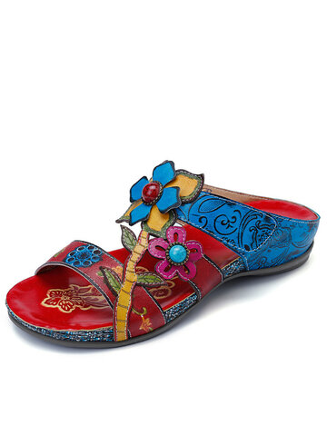 Bohemia Hand Painted Floral Sandals