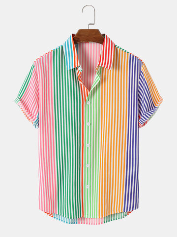 Camisas de férias coloridas risca de giz