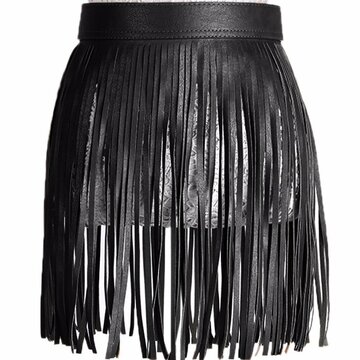 Women Fringed Skirt Waistband Closure Decorative Tassel Belt