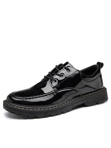 Men British Style Black Business Casual Leather Shoes