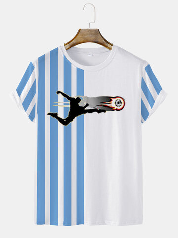 World Soccer Print Striped T-Shirts