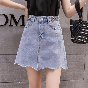 

New Denim Skirt Female Slim High Waist Bag Hip Skirt Hong Kong Taste Wild A Word Short Skirt Step Skirt