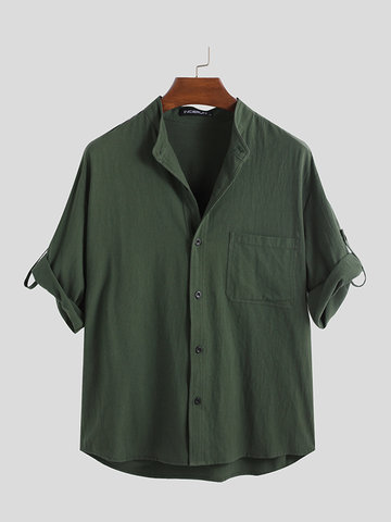 Mens Solid Color Casual Shirts