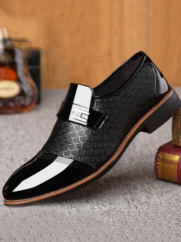 WEUIE Mens Lace Up Leather Pointed Toe Oxford Dress Shoes Formal Business Wedding Shoes Slip on Loafers