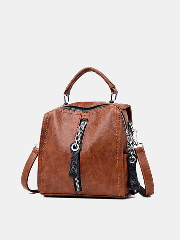 Women Genuine Leather Anti-theft Backpack Multi-function Multi-carry Bag