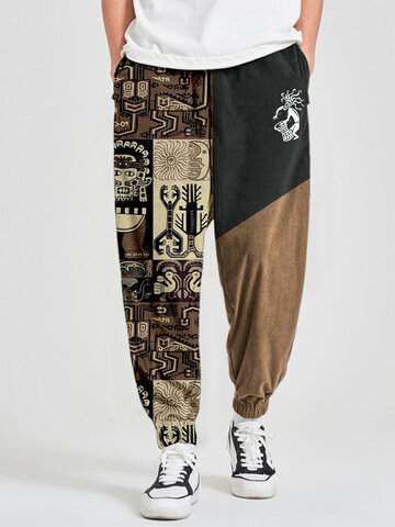 Pantalon Colorblock Motif Ethnique Tribal