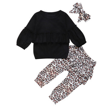 Girl's Leopard Print Casual Set For 1-5Y