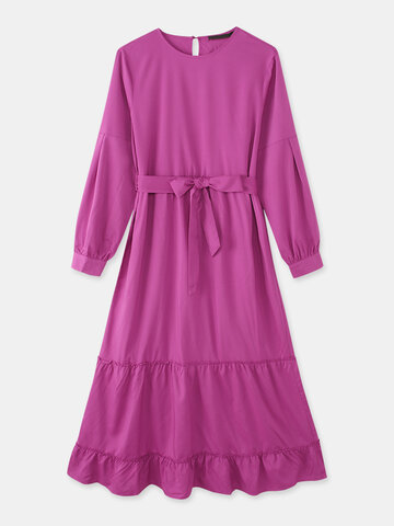 Casual Knotted Ruffle Dress