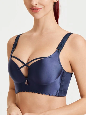 Women Sexy Solid Wireless Front Criss Cross Soft Breathable Bra 