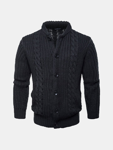 Single-breasted Solid Color Cardigans
