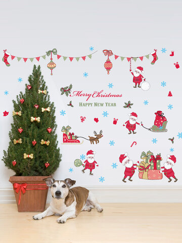 الجدار ملصق غرفة المعيشة عيد الميلاد سانتا كلوز الأيائل ملصقات