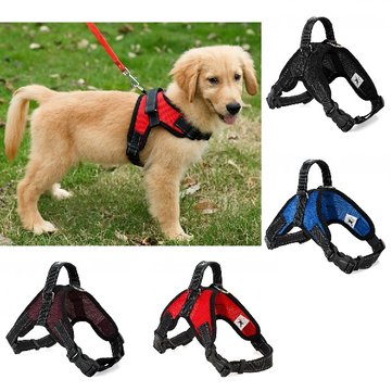 

Pet Dog Adjustable Harness Mesh Collar No-Pull Harness Vest, Black/red/green black/red/blue black/green/red black/white