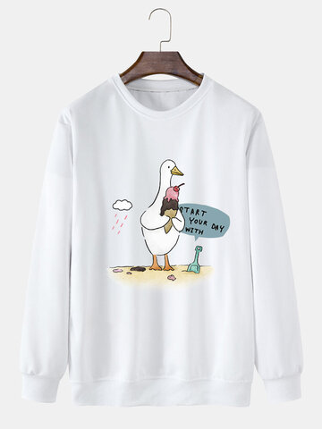 Cartoon Duck Print Sweatshirts