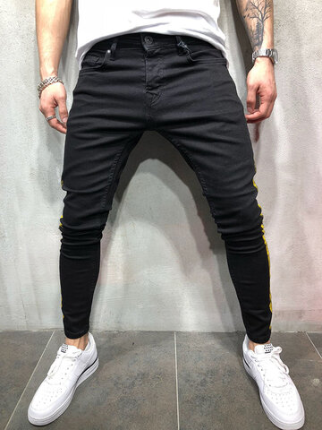 Mens Solid Skinny Large Size Jeans Trousers