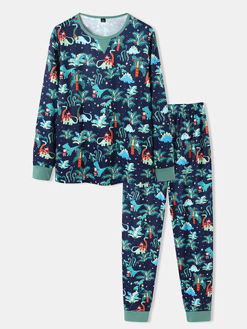 Santa Claus Jungle Print Long Pajamas