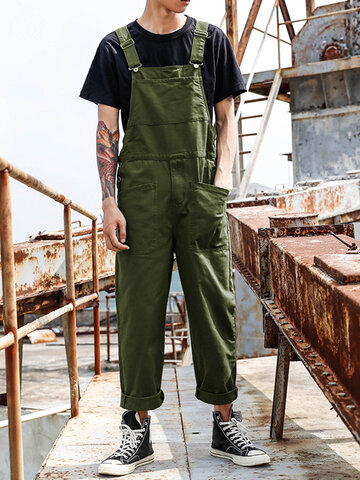 Solid Button Design Cargo Overall