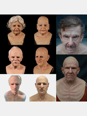 1 PC Halloween Party Cosplay Rubber Old Man Mask Full Face Mask Realistic Scary Latex Mask Horror Headgear Cosplay Props For Adult Man Woman