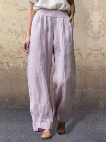 Solid Texture Straight Pants