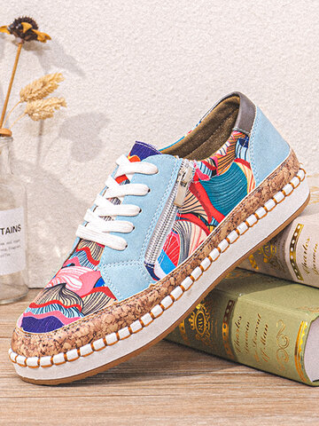 LOSTISY Casual Colorful  Pattern Flat Loafers