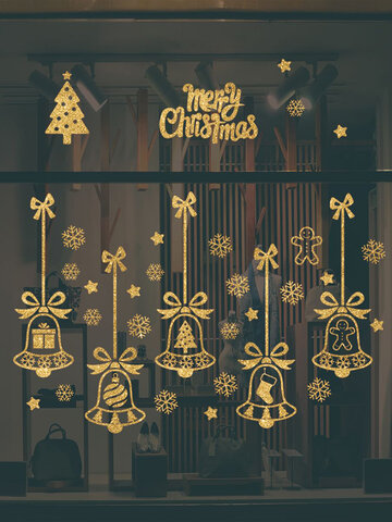 Adesivo de parede de 2 peças de Natal com floco de neve de dupla face e decoração de parede de janela