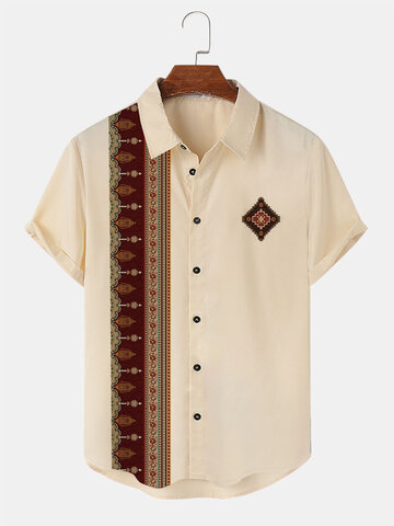 Camisas de patchwork con estampado geométrico vintage