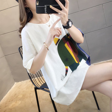 

Cotton T-shirt Female Short-sleeved Ins Loose Students In The Long Section Of Harajuku Bf Wind Half-sleeved Clothes Fat Mm