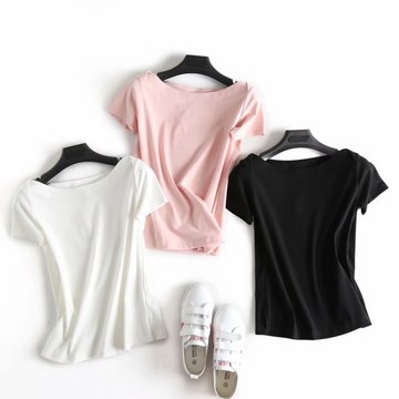 Season New Versatile Slim Simple Short-sleeved Jacket Blouse Cool Cool Shoulder Girl Casual T-shirt