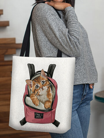 Cat Backpack Pattern Print Tote