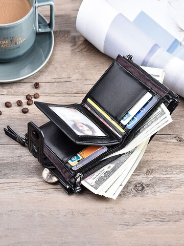 Menico Men's Business Faux Leather Double Zip Wallet