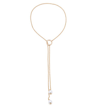 Long Tassel Pearl Lariat Necklaces